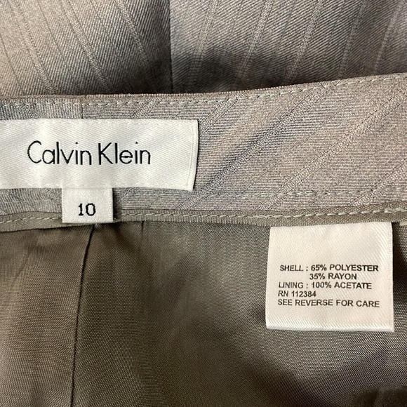 NWT. Calvin Klein 10 Grey Pinstripe Double Layer Dress Pants. - Picture 4 of 11